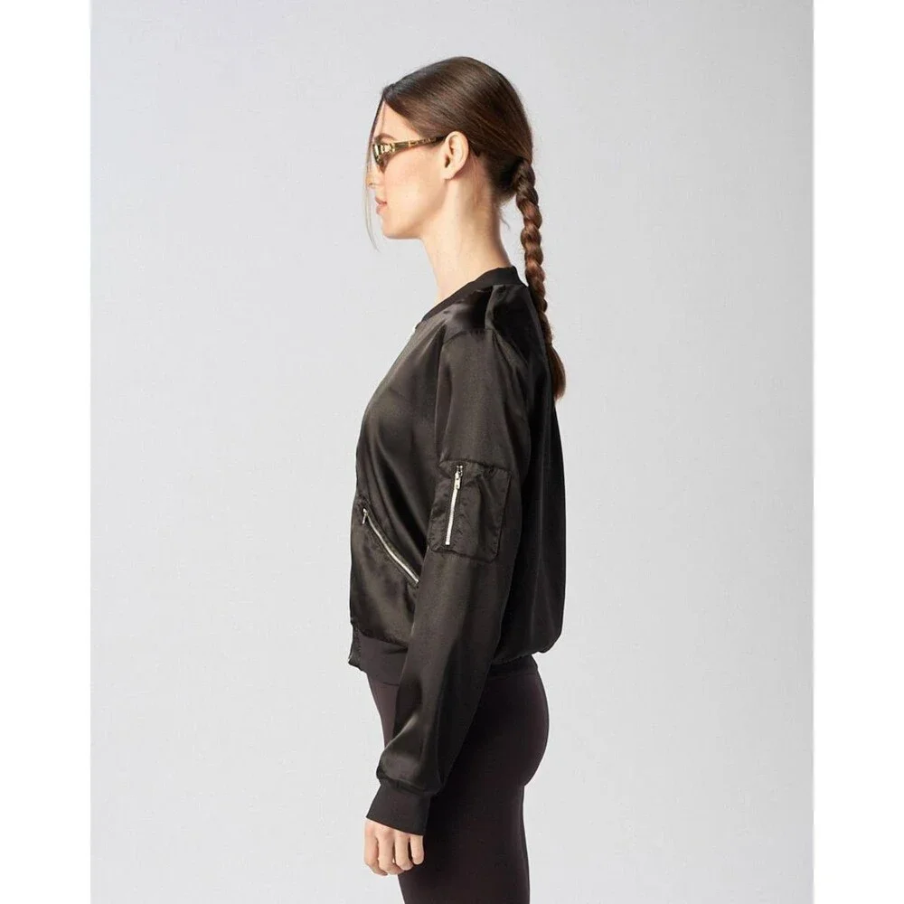 X by Gottex Satin Bomber Jacket – Black – Size 1 (Runs Small) – NWT – $39.99 - Picture 3 of 10